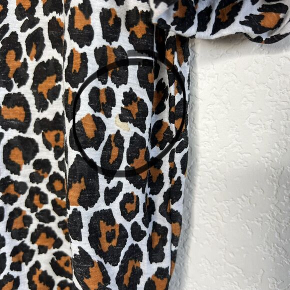 ALC Katie Leopard Cheetah Print Puff-Sleeve T-Shirt Career Office XS ab13 - Picture 9 of 10